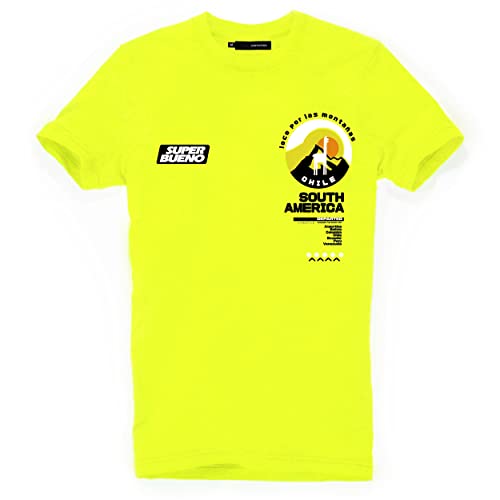 DEPARTED Herren T-Shirt mit Print/Motiv 4969 - New fit Größe L, Neon Yellow Breeze von DEPARTED