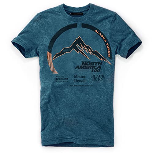 DEPARTED Herren T-Shirt mit Print/Motiv 5024 - New fit Größe M, Pacific Breeze Teal Melange von DEPARTED