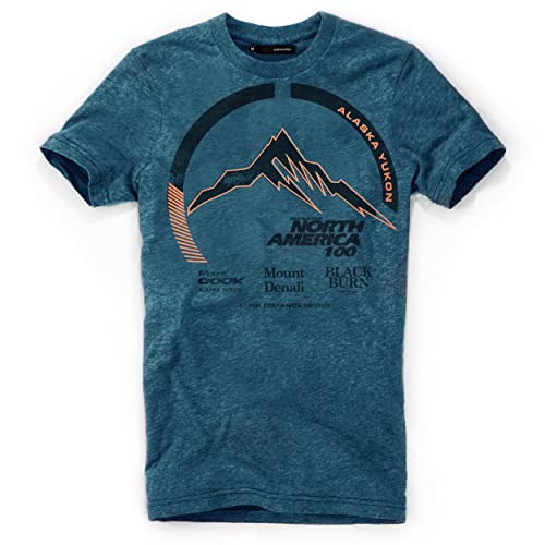 DEPARTED Herren T-Shirt mit Print/Motiv 5024 - New fit Größe S, Pacific Breeze Teal Melange von DEPARTED