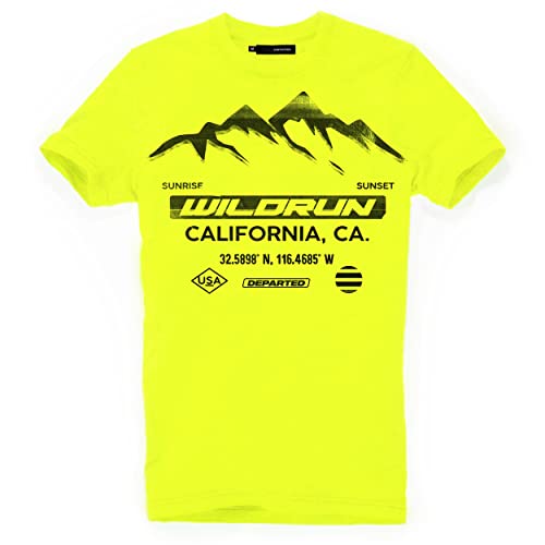 DEPARTED Herren T-Shirt mit Print/Motiv 5073 - New fit Größe XL, Neon Yellow Breeze von DEPARTED