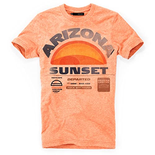 DEPARTED Herren T-Shirt mit Print/Motiv 5083 - New fit Größe L, Sunset Orange Triblend von DEPARTED