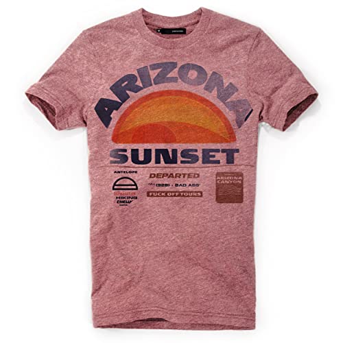 DEPARTED Herren T-Shirt mit Print/Motiv 5084 - New fit Größe L, Arizona Desert red von DEPARTED