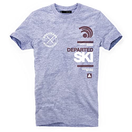 DEPARTED Herren T-Shirt mit Print/Motiv 5205 - New fit Größe M, Bracing Blue Melange von DEPARTED