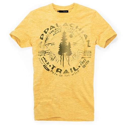 DEPARTED Herren T-Shirt mit Print/Motiv 5245 - New fit Größe L, Pomelo Yellow Melange von DEPARTED