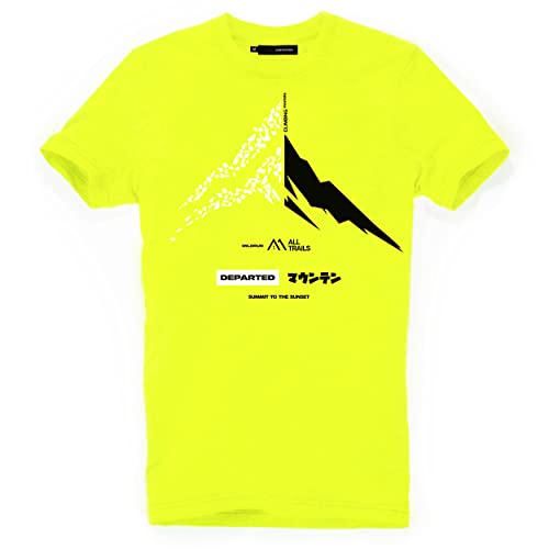 DEPARTED Herren T-Shirt mit Print/Motiv 5426 - New fit Größe L, Neon Yellow Breeze von DEPARTED