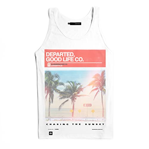 DEPARTED Herren Tank-Top mit Print/Motiv 9183 - New fit Größe L, White von DEPARTED