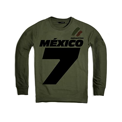 DEPARTED Longsleeve Herren Langarmshirt mit Print/Motiv 7215 - New fit Größe S, Deep Pine Green von DEPARTED