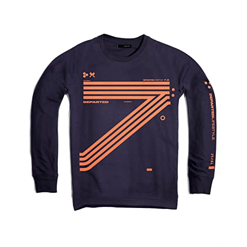 DEPARTED Longsleeve Herren Langarmshirt mit Print/Motiv 7249 - New fit Größe M, Coastal Navy von DEPARTED