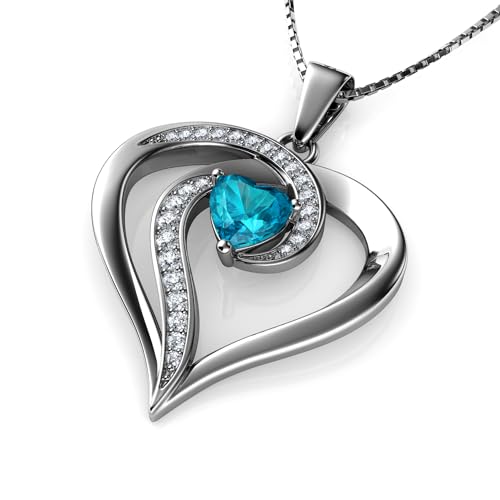 DEPHINI kette herz silber Wasser | 925 Sterling Silber Herz Halskette | Zirkonia | Damenschmuck | Geschenke für Frauen von DEPHINI