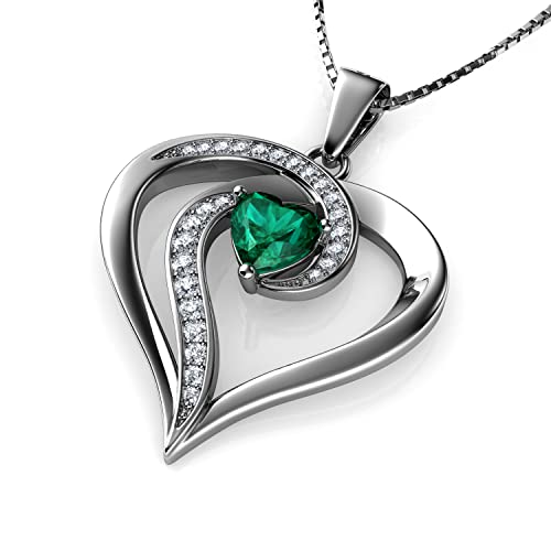 DEPHINI Kette herz silber Grün | 925 Sterling Silber Herz Halskette | Zirkonia | Damenschmuck | Geschenke für Frauen DEPHINI Kette herz silber Grün | 925 Sterling Silber Herz Halskette | Zirkonia | Damenschmuck | Geschenke für Frauen von DEPHINI
