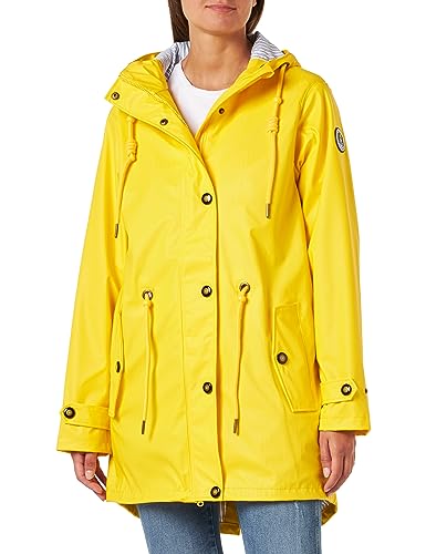 Deproc Active Damen Damen Friesennerz Regenmantel mit Kapuze Wasserdicht Wetterfest Windbreaker Übergangsjack Regenjacke, Gelb, 40 EU von DEPROC-Active