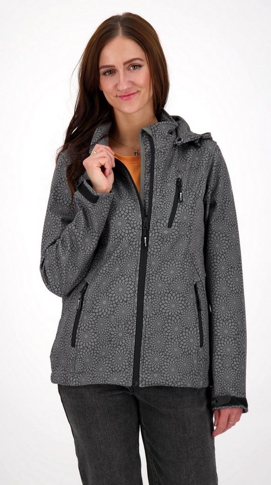 DEPROC Active Softshelljacke SHELBY PEAK DC leichte Softshelljacke mit All-Over-Print und abnehmbarer Kapuze von DEPROC Active