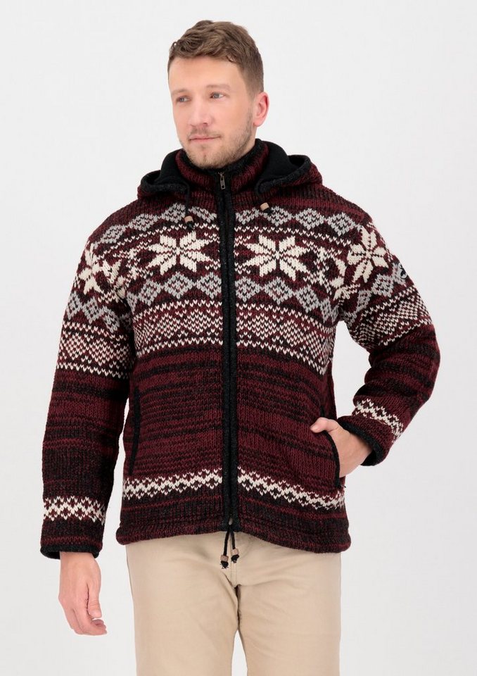 DEPROC Active Wolljacke ANNAPURNA MEN CS Strickjacke & Wollfleecejacke mit Kapuze, Handmade in Nepal von DEPROC Active