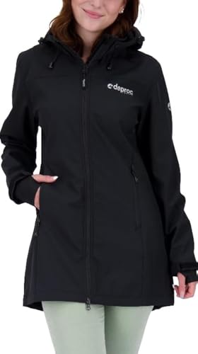 Deproc Active Damen Leichter Softshellmantel Kurzmantel mit Kapuze Übergangsjacke CAVELL LONG II Softshelljacke, black, 52 Größen Deproc Active Damen Leichter Softshellmantel Kurzmantel mit Kapuze Übergangsjacke CAVELL LONG II Softshelljacke, black, 52 Größen von DEPROC-Active