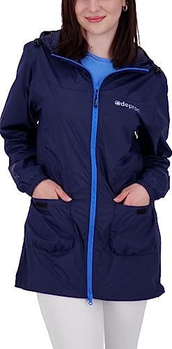 Deproc Active Damen Regenmantel Mit Kapuze Wasserdicht Wetterfest Windbreaker Übergangsjacke Lynn Women Regenjacke, Navy, 38 EU von DEPROC-Active