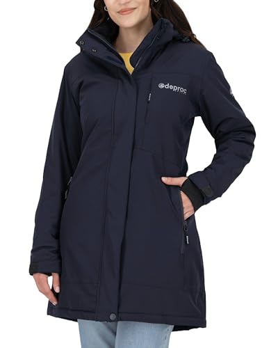 Deproc Active Damen Winterparka Winterjacke Kurzmantel mit abnehmbarer Kapuze Gefüttert Wasserdicht Wetterfest Windbreaker Übergangsjacke Parka MONTREAL LONG von DEPROC-Active