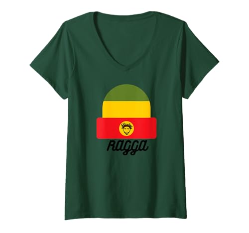 Damen Ragga Reggae Rasta Jungle Dreadlocks Hippie Jah Lion Gypsy T-Shirt mit V-Ausschnitt Damen Ragga Reggae Rasta Jungle Dreadlocks Hippie Jah Lion Gypsy T-Shirt mit V-Ausschnitt von DER DREADLOCKBLOG SHOP