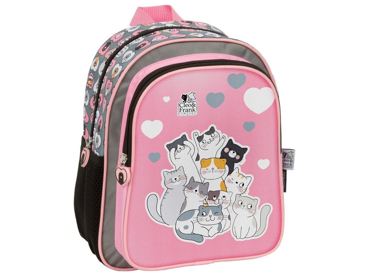 DERFORM Kinderrucksack Katze Kinder Rucksack 28 cm Kindergarten Tasche rosa Mädchen, Cleo & Frank von DERFORM