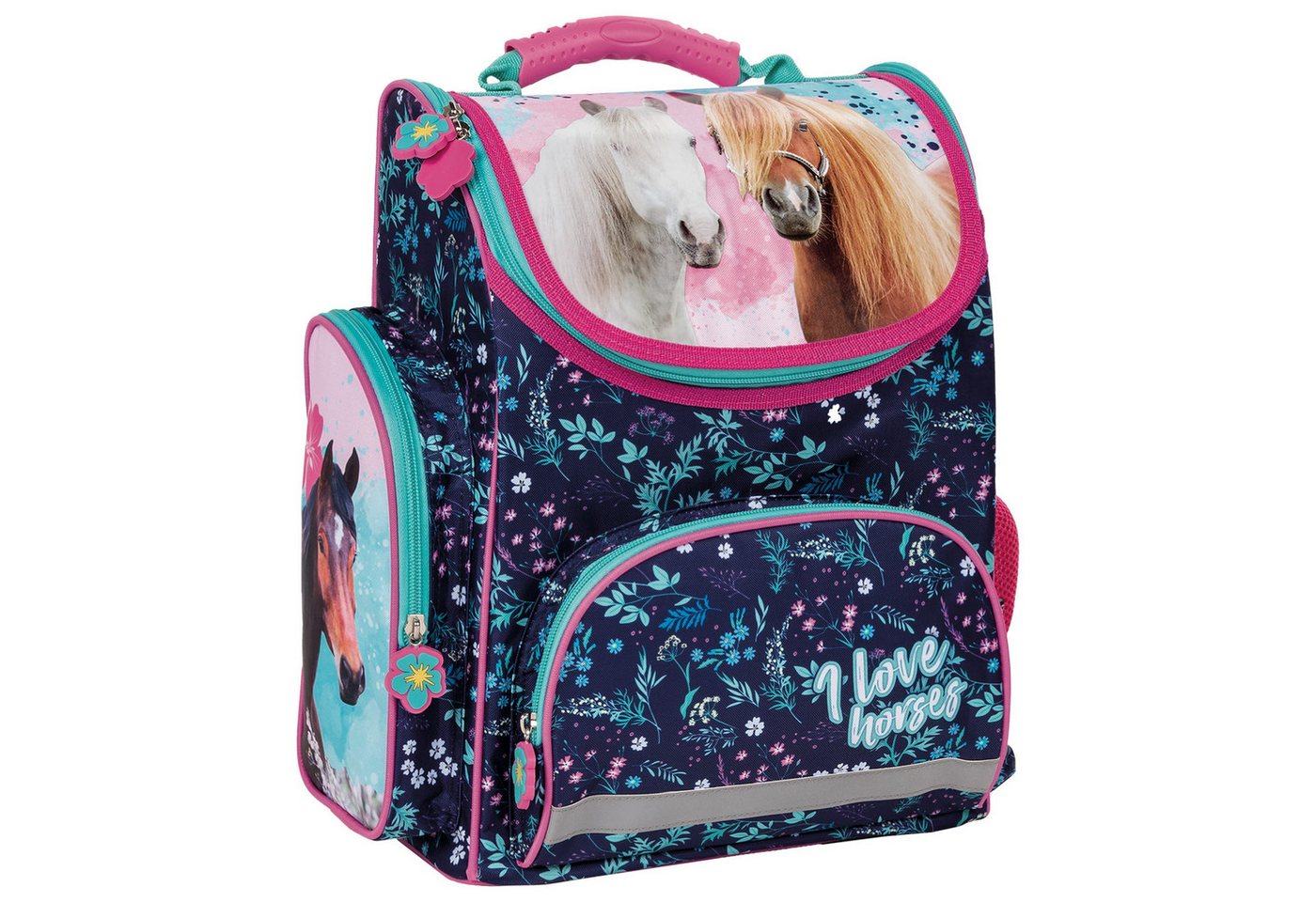 DERFORM Schulranzen Schultasche Tornister Büchertasche Schulrucksack Ranzen, Pferde von DERFORM