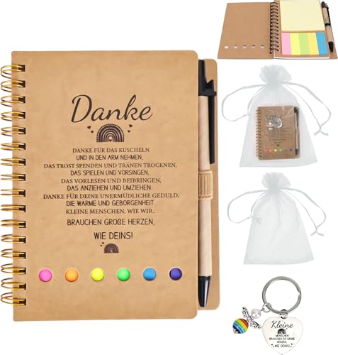 Abschiedsgeschenk Erzieherin Set – Schlüsselanhänger aus Edelstahl + Notizkarte 9.5×14 cm – buntes Design – Geschenkidee für Kindergarten Abschied, Weihnachten, Valentinstag – liebevolle Eri von DERJDISF