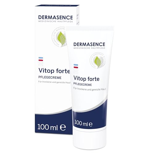 DERMASENCE Vitop forte Pflegecreme, 100 ml - Schützende Basispflege bei trockener und zu Neurodermitis neigende Haut - Entzündungen vorbeugend - mit Färberwaid und Aloe Vera - für Kinder geeignet von DERMASENCE