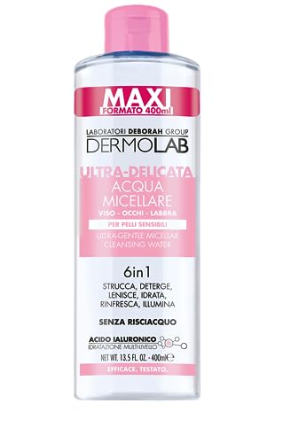 Dermolab - Ultra-sanftes 6-in-1-Mizellenwasser für empfindliche Haut, mit Hyaluronsäure und Kamille, reinigt sanft, feuchtigkeitsspendend und beruhigend, dermatologisch getestet, 400 ml von DERMOLAB