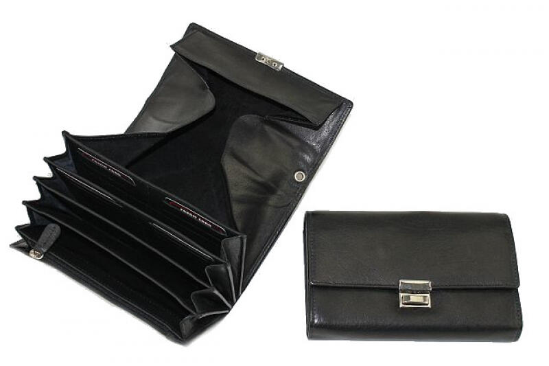 DERNIER - Dernier Bedienungsgeldbörse echt Leder schwarz Schwarz von DERNIER