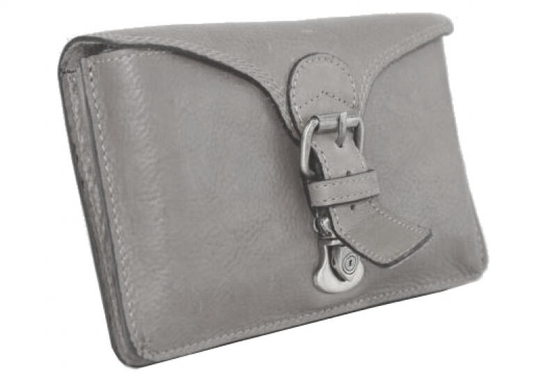 DERNIER - Dernier Gürteltasche mit Überschlag echt Leder grau Grau von DERNIER