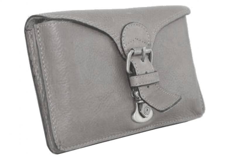 DERNIER - Dernier Gürteltasche mit Überschlag echt Leder grau Grau von DERNIER