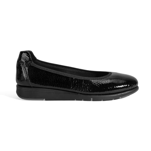 DESA Comfort Damen-Slipper aus echtem Leder – Lässige und Elegante Ballerinas mit runder Spitze – Komfort für Herbst/Winter | Schwarz - 37 von DESA
