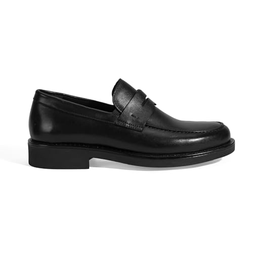 DESA COMFORT Herren-Slipper aus schwarzem Leder – Hochwertige, stilvolle und bequeme Schuhe für Eleganz im Alltag, ideal für formelle und legere Anlässe, regenfestes Design für Herbst/W | Schwarz - 41 von DESA