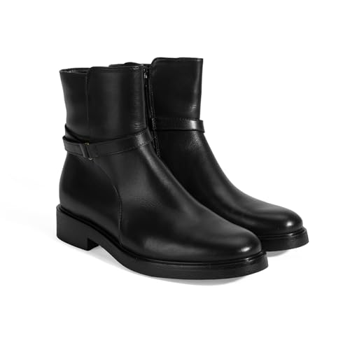 DESA Damen-Lederstiefel – Echtes Leder, stilvolles und bequemes Schuhwerk, perfekt für den Alltag und besondere Anlässe, strapazierfähige Sohle für regnerische und winterliche Wetterbed | Schwarz - 39 von DESA