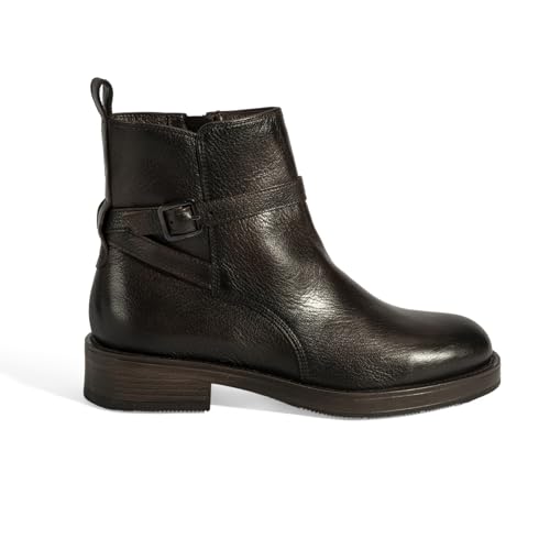 DESA Damen-Lederstiefel – Eleganz und Komfort für den Alltag und besondere Anlässe, strapazierfähige Laufsohle, ideal für den Winter | 7,5 cm Blockabsatz, Spitze Zehenpartie, Knöchelhöhe | Braun - 37 von DESA