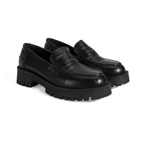 DESA Damen-Slip-Ons – Schwarze Leder-Loafer für den eleganten Alltag, Obermaterial und Futter aus echtem Leder, bequemer Flacher Schuh, Herbst-/Winter-Essentials | Schwarz - 37 DESA Damen-Slip-Ons – Schwarze Leder-Loafer für den eleganten Alltag, Obermaterial und Futter aus echtem Leder, bequemer Flacher Schuh, Herbst-/Winter-Essentials | Schwarz - 37 von DESA