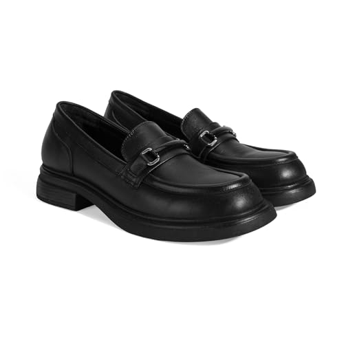 DESA Damen Slipper - Echtleder Alltagsschuhe für eleganten, Obermaterial aus Wildleder, Innenfutter aus Textil, Stylische Halbschuhe, Passend für jeden Anlass, Herbst/Winte | Schwarz - 38 von DESA