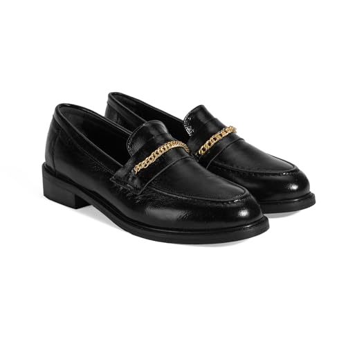 DESA Damen-Slipper aus echtem Leder – stilvolle und Bequeme Alltagsschuhe mit atmungsaktivem Design, perfekt für Herbst/Winter | Schwarz - 40 von DESA