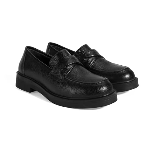 DESA Damen-Slipper aus echtem Leder – stylischer schwarzer Loafer für alltäglichen Komfort mit strukturierter Sohle für regnerisches Wetter, knöchelhoch | Schwarz - 39 DESA Damen-Slipper aus echtem Leder – stylischer schwarzer Loafer für alltäglichen Komfort mit strukturierter Sohle für regnerisches Wetter, knöchelhoch | Schwarz - 39 von DESA