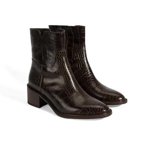 DESA Damenstiefel aus echtem Leder, Elegantes und bequemes Design, Herbst-/Winter-Essentials, atmungsaktiv mit niedrigem Absatz für den Alltag und besondere Anlässe | Braun - 38 von DESA