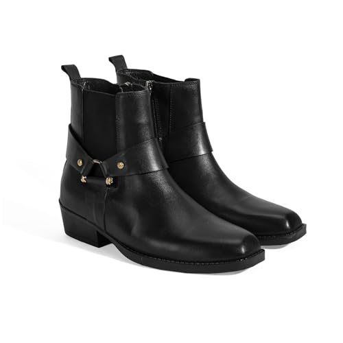 DESA Damenstiefel aus echtem Leder – stilvoll und bequem – ideal für den Alltag und besondere Anlässe – mittlerer Absatz mit robuster Sohle | Schwarz - 40 von DESA