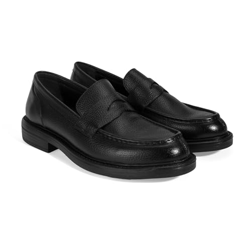 DESA Herren Echtleder Slipper, Niedriger Absatz, Atmungsaktiv, Herbst/Winter Freizeitschuhe für Herren, Flache Sohle, Runde Zehen Mokassins | Schwarz - 42 DESA Herren Echtleder Slipper, Niedriger Absatz, Atmungsaktiv, Herbst/Winter Freizeitschuhe für Herren, Flache Sohle, Runde Zehen Mokassins | Schwarz - 42 von DESA
