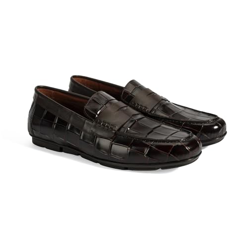 DESA Herren-Leder-Slipper mit Kroko-Muster – Stylische & Bequeme Halbschuhe für den Alltag und besondere Anlässe | Braun - 40 DESA Herren-Leder-Slipper mit Kroko-Muster – Stylische & Bequeme Halbschuhe für den Alltag und besondere Anlässe | Braun - 40 von DESA