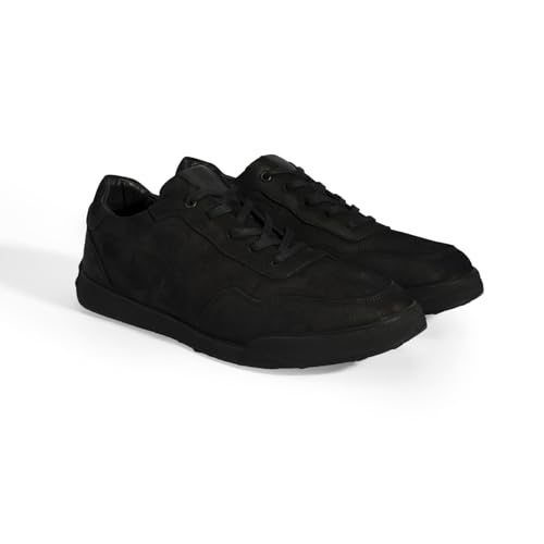 DESA Herren Nubukleder Sneaker Echtleder Slip-On Sneakers Bequeme Alltagskleidung Herbst/Winter Bereit Atmungsaktive Flache Sohle | Schwarz - 43 von DESA