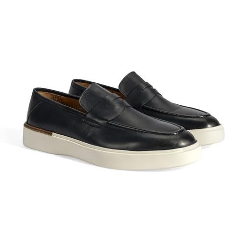 DESA Herren-Leder-Slip-Ons – Premium-Komfort und eleganter Stil für legere und formelle Anlässe, Außenmaterial und Futter aus echtem Leder, atmungsaktives und langlebiges Design für | Dunkelblau - 41 von DESA