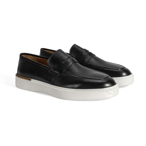 DESA Herren-Leder-Slip-Ons – Premium-Komfort und eleganter Stil für legere und formelle Anlässe, Außenmaterial und Futter aus echtem Leder, atmungsaktives und langlebiges Design für das | Schwarz - 44 von DESA