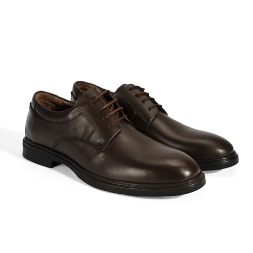 DESA Herren-Lederschuhe, klassisch, echtes Leder, schwarz, lässig, mit Schnürung, runde Zehenpartie, bequem für den Alltag und formelle Anlässe, Herbst-/Wintermode, 3,5 cm flacher Absatz, | Braun - 41 DESA Herren-Lederschuhe, klassisch, echtes Leder, schwarz, lässig, mit Schnürung, runde Zehenpartie, bequem für den Alltag und formelle Anlässe, Herbst-/Wintermode, 3,5 cm flacher Absatz, | Braun - 41 von DESA