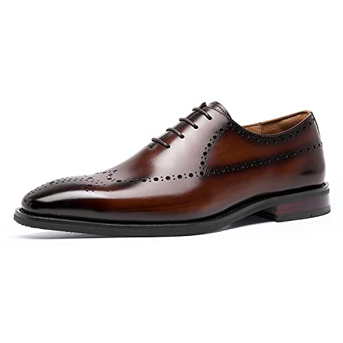 DESAI Herren Businessschuhe Brogue-Schuhe Formelle Italienische Hochzeit Derby Oxfords Schnürhalbschuhe, Braun, 38 EU von DESAI