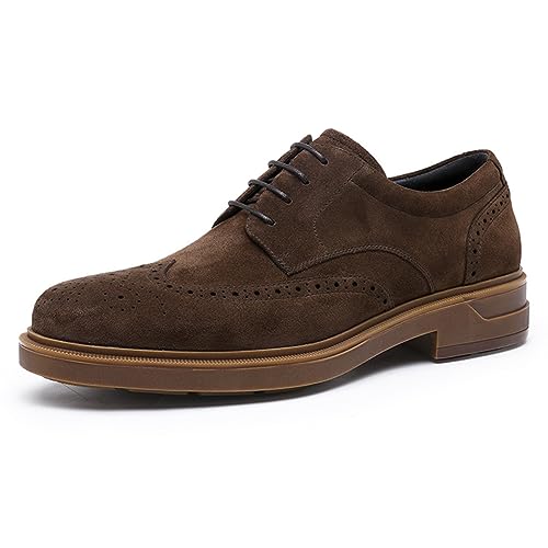 DESAI Herren Businessschuhe Brogue-Schuhe Nubukleder Anzugschuhe Hochzeitsschuhe, Braun, 43 EU von DESAI