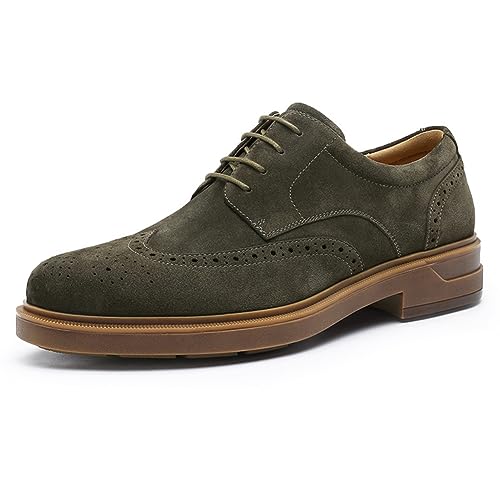 DESAI Herren Businessschuhe Brogue-Schuhe Nubukleder Anzugschuhe Hochzeitsschuhe, Grün, 43 EU von DESAI