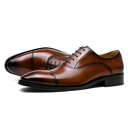 DESAI Herren Businessschuhe Schnürhalbschuhe Anzugschuhe Oxford Hochzeit Derby, Dunkelbraun, 42 EU von DESAI