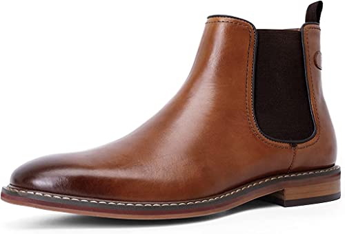 DESAI Herren Chelsea Boots Stiefeletten Klassischer Freizeit Männer Formelle Schlupfstiefel Echtleder Schuhe, Braun, 42 EU von DESAI